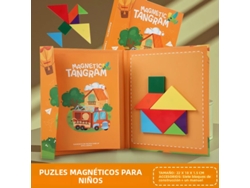 Juego de rompecabezas magnético de madera 3D Tangram con formas geométricas Mdug