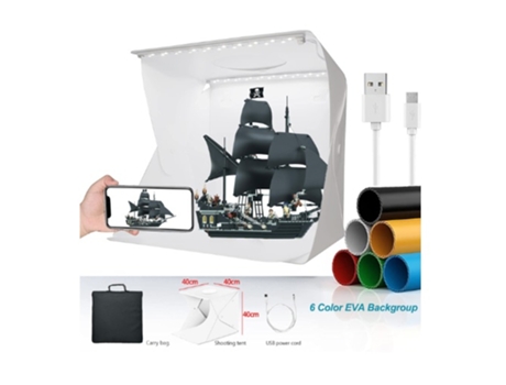 Caja Fotografía de Producto Caja 40X40 con Iluminación y 6 Fondos F