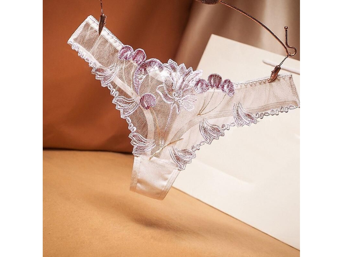 2026-tanga Mujer Encaje Sexy Transparente Algodón Cintura Baja Estampado Floral Talla Única Red Black Blue Pink White