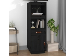 Aparador Alto De Madera Maciza De Pino Negro 34x40x108,5 Cm