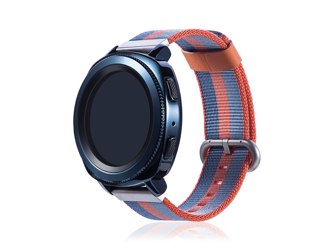 Correa de reloj universal de lona a rayas para relojes de 22 mm. Sistema de liberación rápida para un fácil reemplazo.