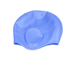 Gorro de natación azul con protección auditiva de silicona impermeable