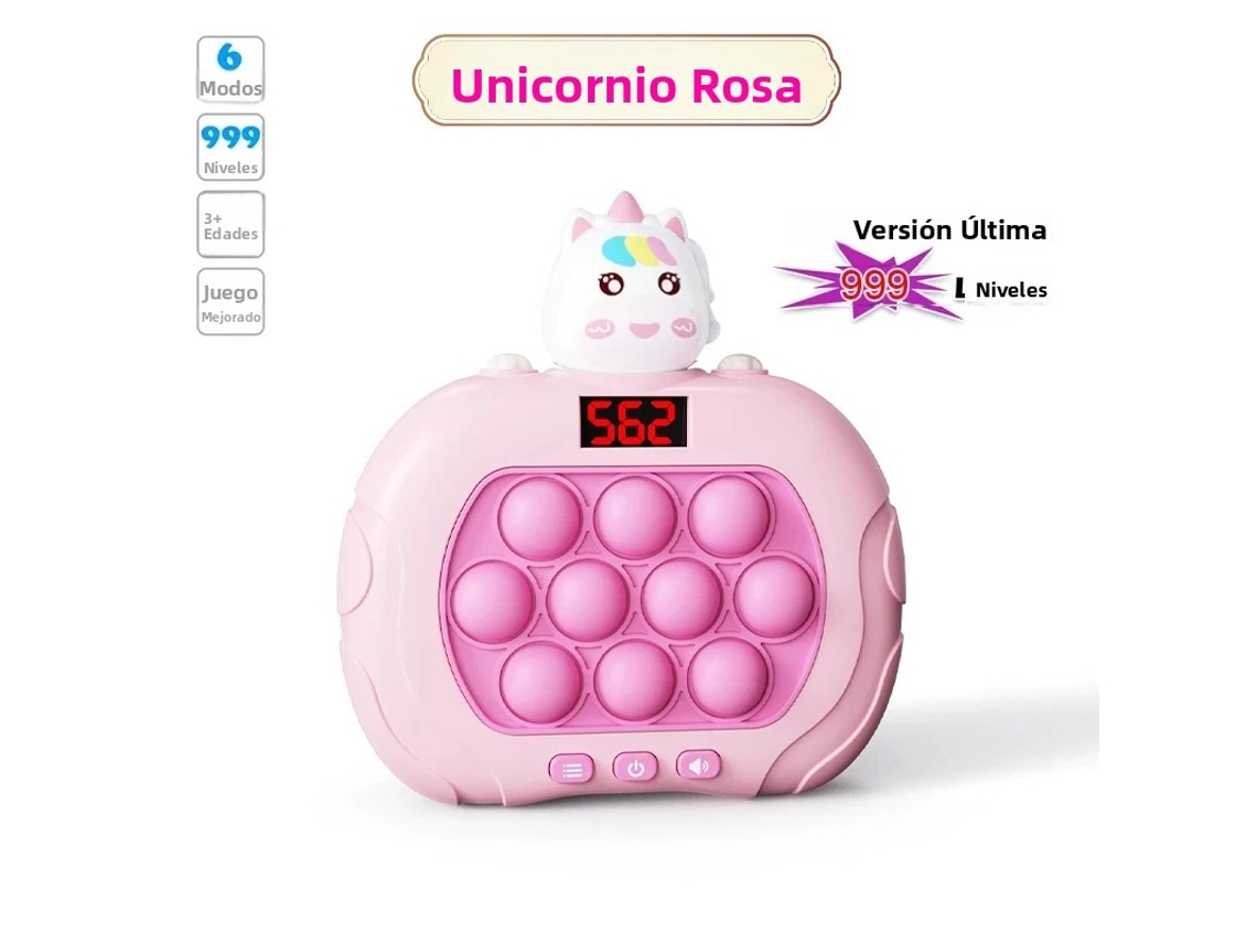 (unicornio Rosa) Máquina De Juego Electrónica De Burbujas De 999 Niveles Con Rápido Empuje