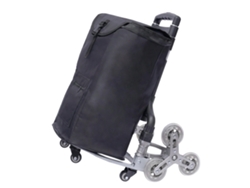 Carrito plegable para subir escaleras, estructura de aluminio, altura ajustable, color negro