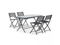 Mesa de jardín rectangular de 130 x 80 cm y 4 sillas plegables