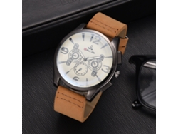 Reloj De Pulsera Casual Para Hombre Con Correa De Pu, Dial Redondo Con Números Grandes, Cuarzo (café)
