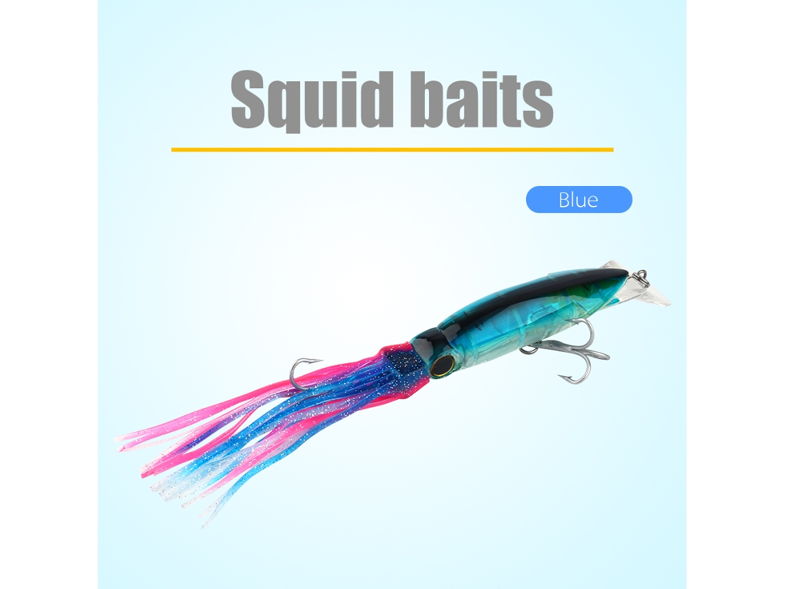 2026rebe-señuelo De Calamar 24cm/40g Imitación Real Bait Anzuelo Triple Crankbait Tackle Pesca Azul
