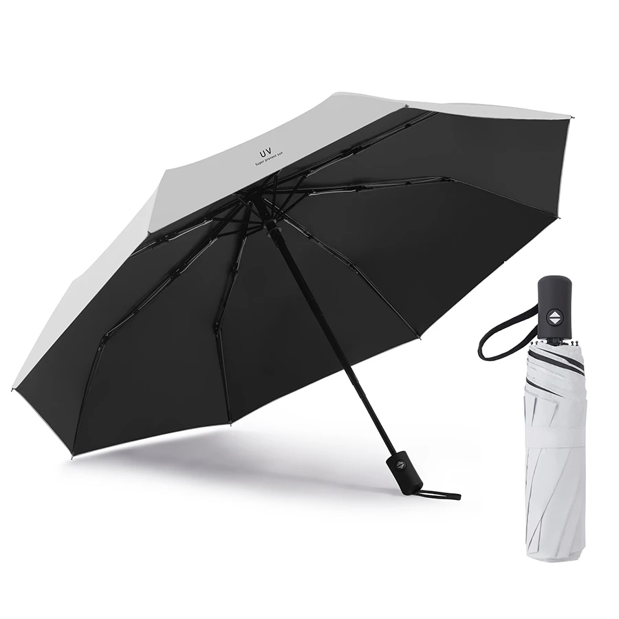 (blanco, 8k) Elegante Paraguas De Viaje Grande, Resistente Al Viento Y Al Agua, Con Protección Uv Upf50+.
