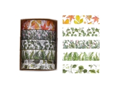 Cinta de papel decorativa con estampado de bosques y plantas Washi, conteo manual, artistas, adhesivo GOKOCO