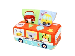 Juguete sensorial de peluche con forma de caja de papel higiénico para el aprendizaje educativo del bebé.