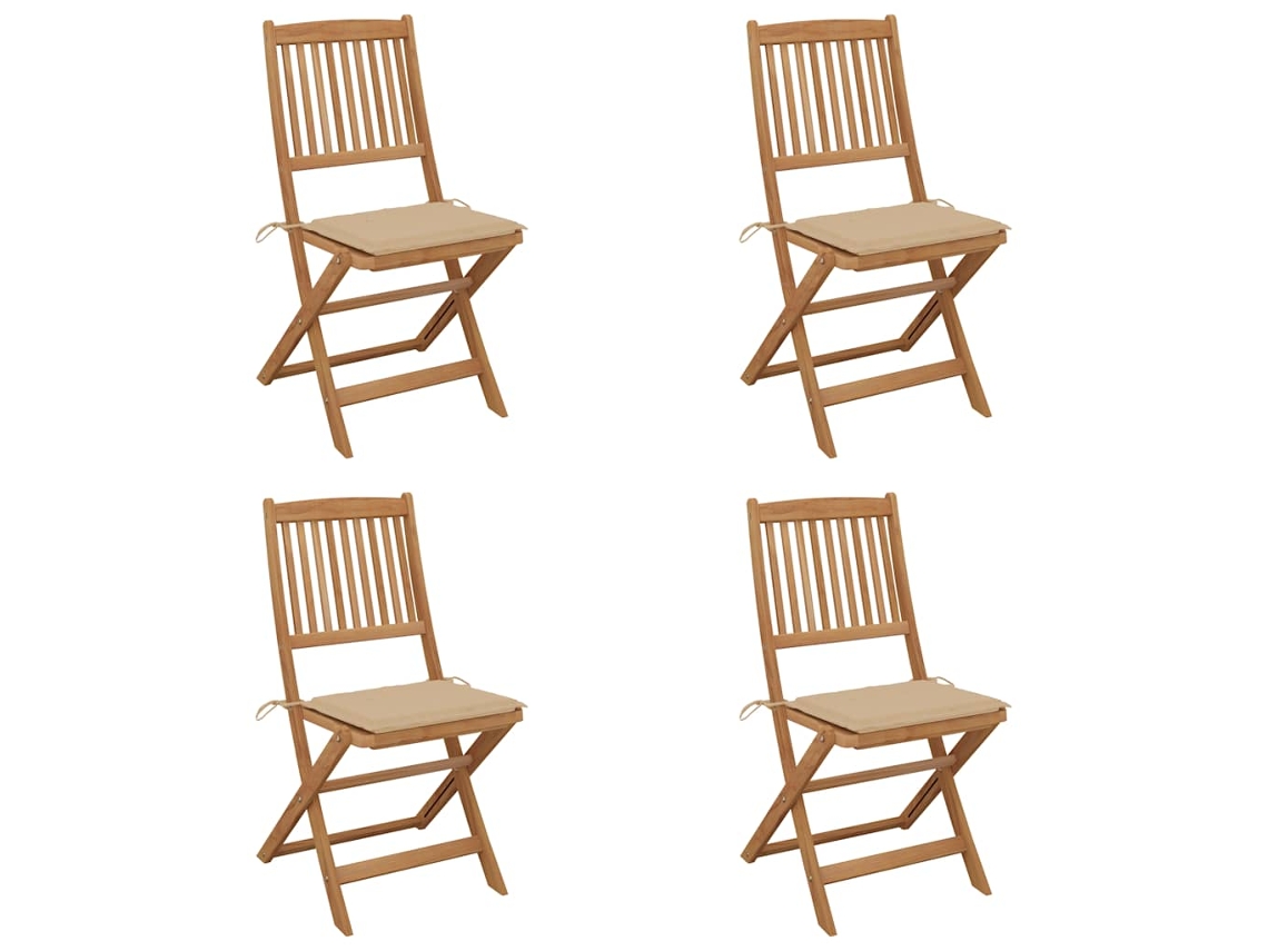 Sillas de jardín plegables de 4 piezas con cojines DKD Home Decor