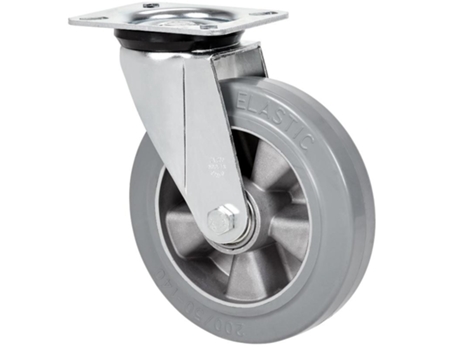 Rueda giratora placa 4mm 10zvr160-degb aluminio-goma gris elastica eje bolas ALEX