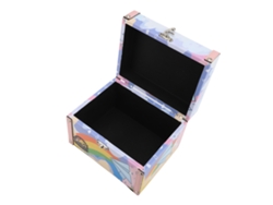 Caja De Almacenamiento De Madera De Estilo Retro Con Un Bonito Estampado De Dibujos Animados Y Cierre De Hebilla Para Maquillaje, Regalos Y Joyas.