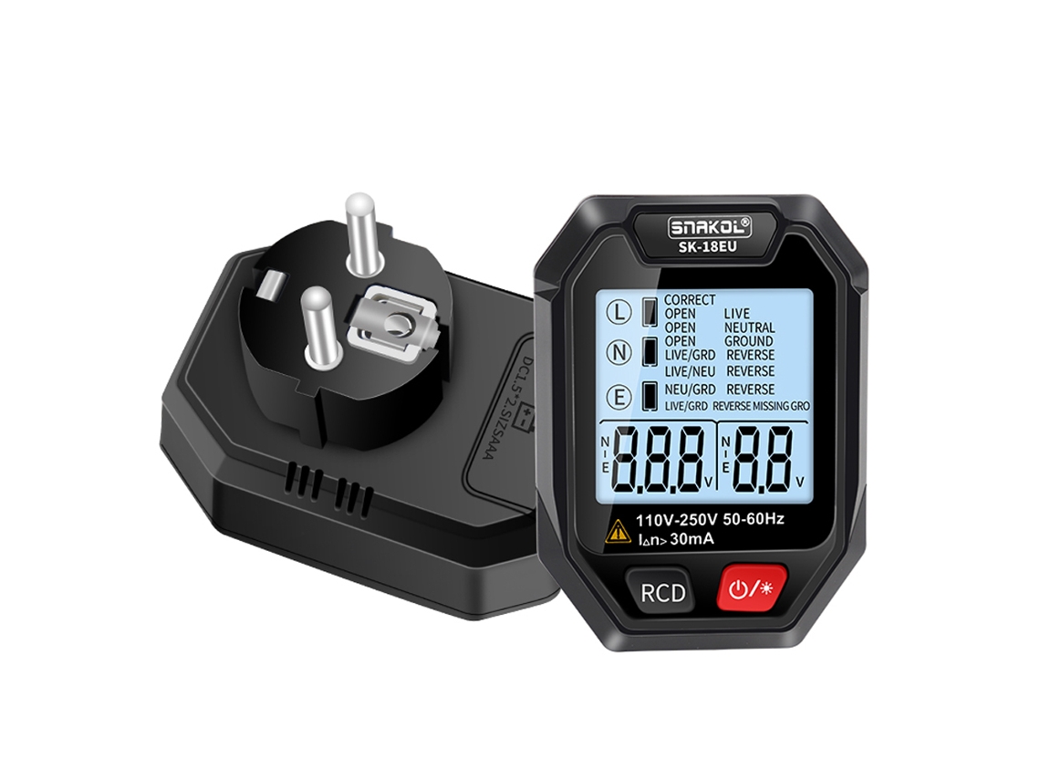 Comprobador De Enchufes Inteligente Con Detección De Fugas Rcd, Pantalla Lcd Y Anuncio Por Voz Para Uso Doméstico, De Oficina E Industrial.