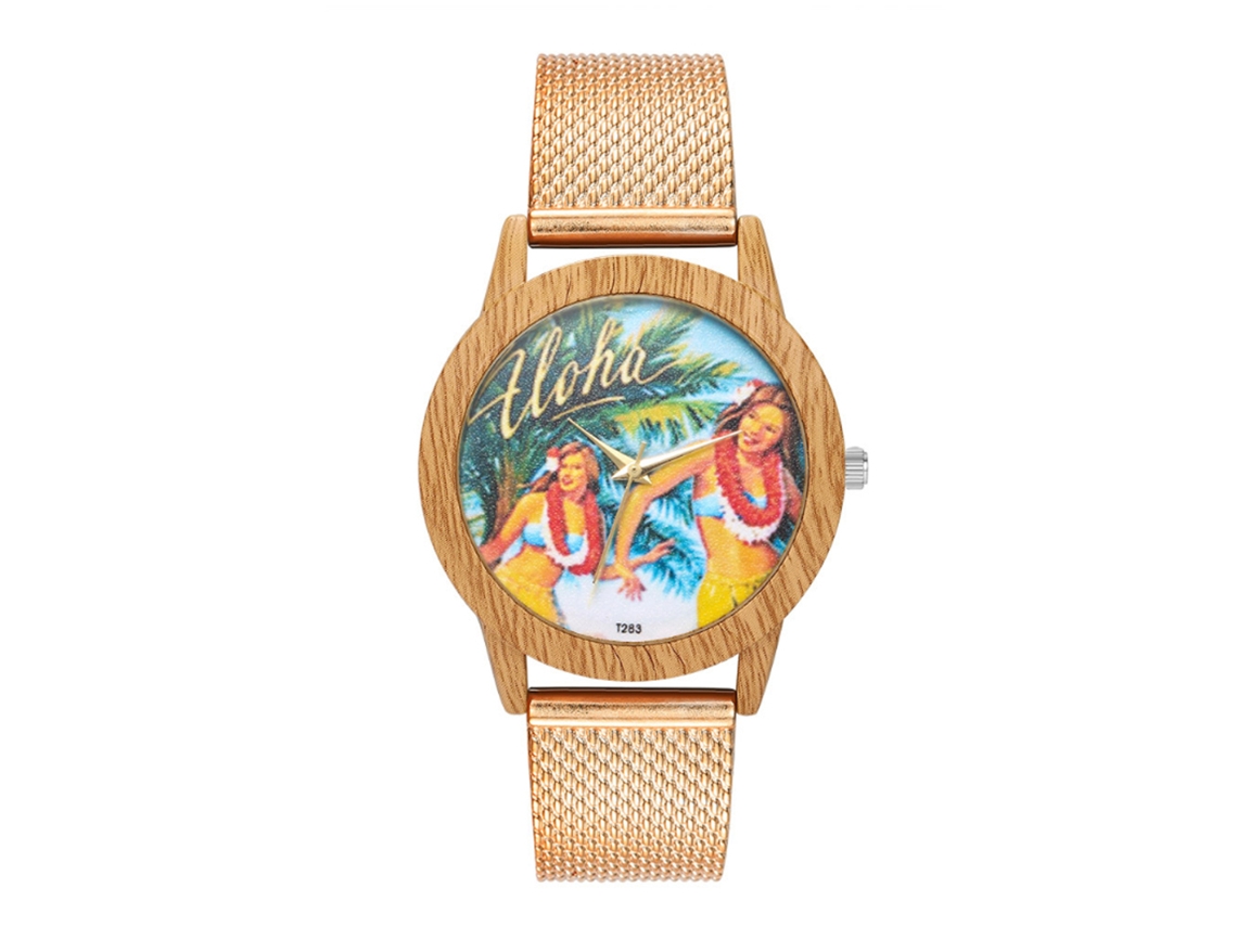 Reloj De Cuarzo Unisex Con Correa De Malla Dial Redondo Zhoulianfa (oro Rosa)