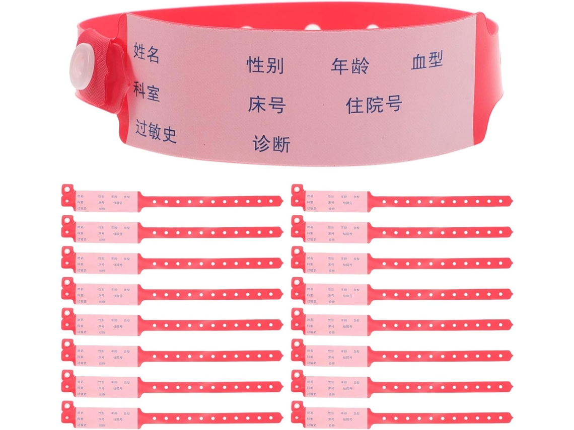Besportble Pulseras De Identificación Desechables Amosfun Para Adultos Y Plástico Rojo 24,50 X 3,00 X 0,10 ...
