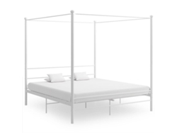 Estructura Cama Con Dosel Sin Colchón Metal Blanco 200x200 Cm