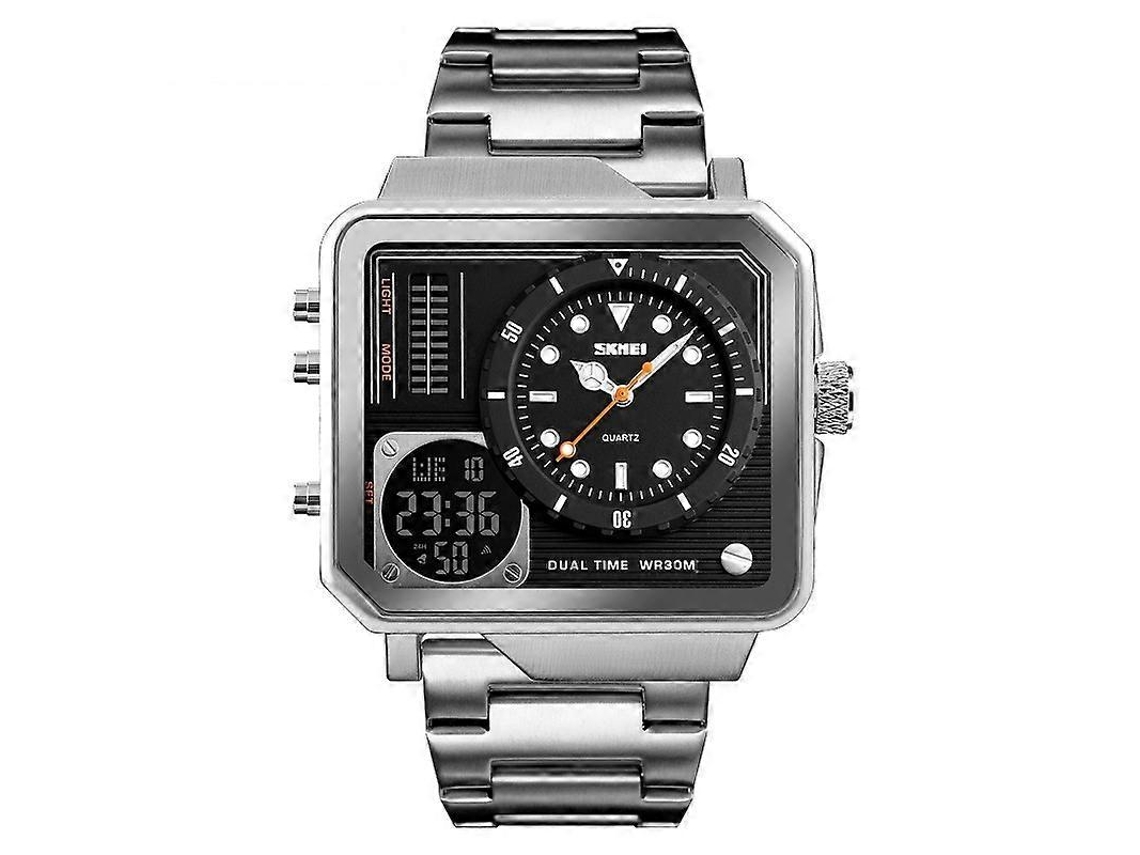 Reloj deportivo multifuncional Skmei 1392 para uso en exteriores, con doble pantalla, resistente al agua y electrónico (negro)