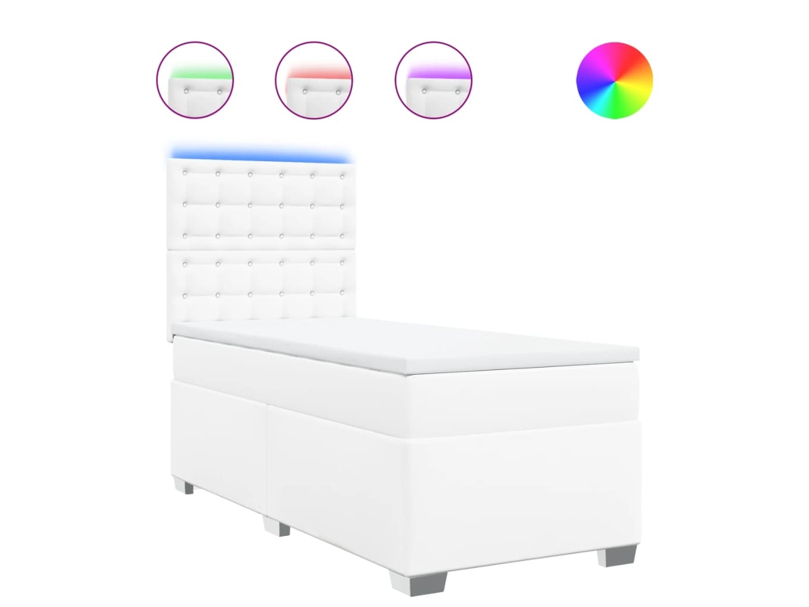 Maison Exclusive - Cama Box Spring Con Colchón Cuero Sintético Blanco 90x190 Cm
