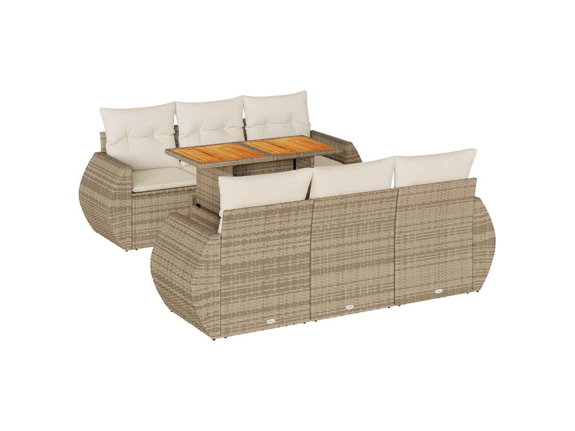 Conjunto 7 sofás de jardín VIDAXL y cojines ratán sintético beige