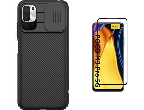 Kit Protector Xiaomi Poco M3 Pro 5G Funda Nillkin Camshield Negro