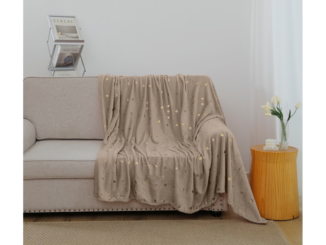 Manta de amor estampada marrón claro 160*220cm-BOD HOME