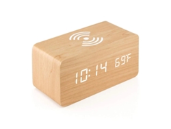 Despertador digital SZSMART MW1 Carga inalámbrica + indicador de temperatura Color madera de bambú