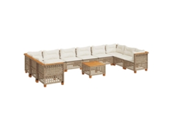 Conjunto de sofás de jardín vidaxl 11 piezas ratán/mimbre beige