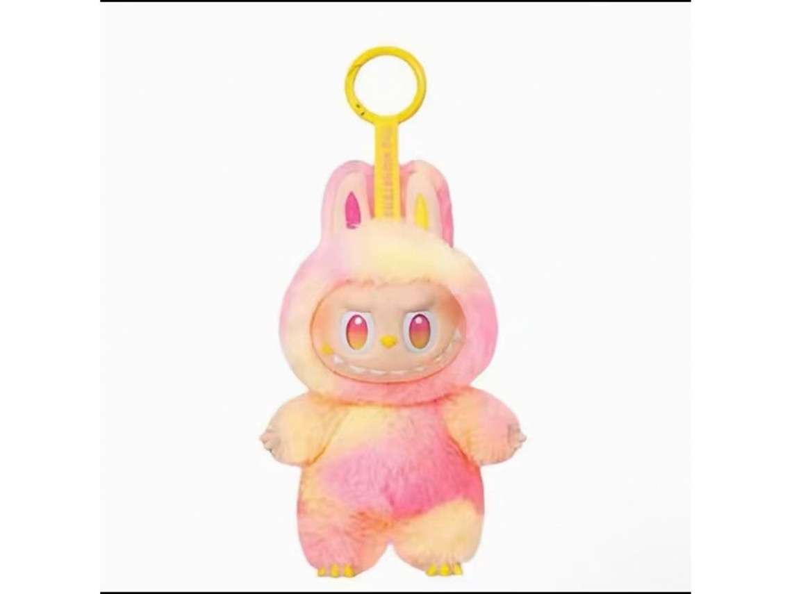 Peluche Labubu de tercera generación, muñeco giratorio de vinilo, llavero, caja de 18 cm
