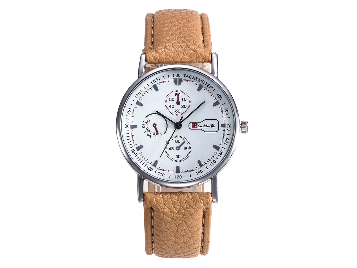 Reloj De Cuarzo Casual Unisex Con Correa De Pu Zhoulianfa (beige)