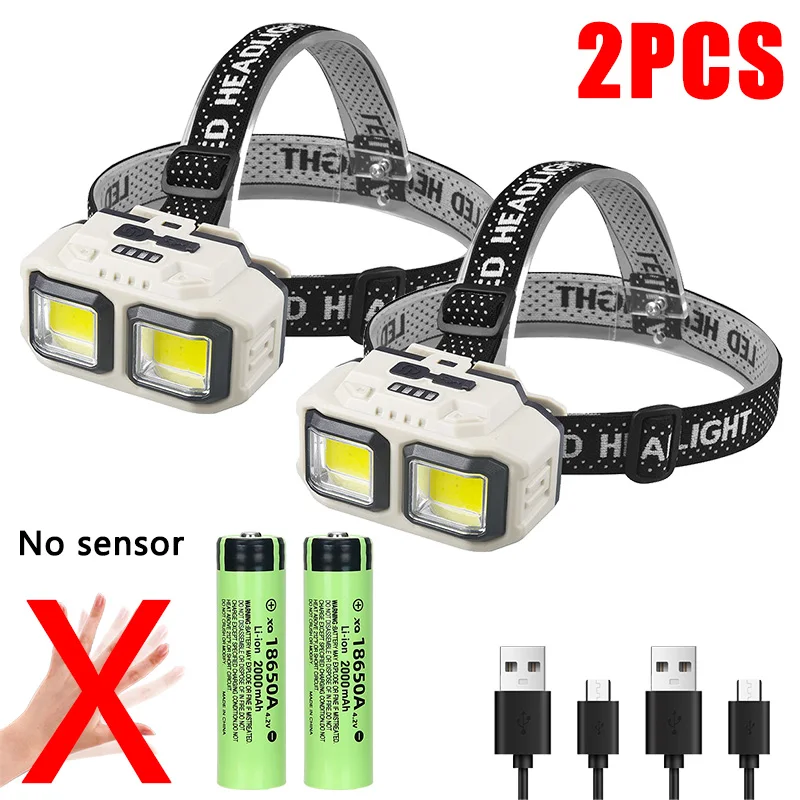 Linterna frontal LED con sensor, recargable por USB, impermeable, ideal para pesca, minería y camping. Aeuzwr