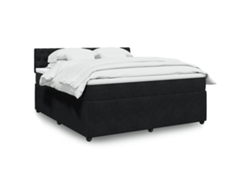 Cama Box Spring Con Colchón Terciopelo Negro 180x200 Cm