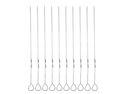 Pinchos planos y largos para barbacoa, reutilizables, de acero inoxidable, para carne y verduras, 10 unidades