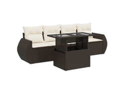 Maison Exclusive - Set Comedor De Jardín 5 Piezas Y Cojines Ratán Sintético Marrón