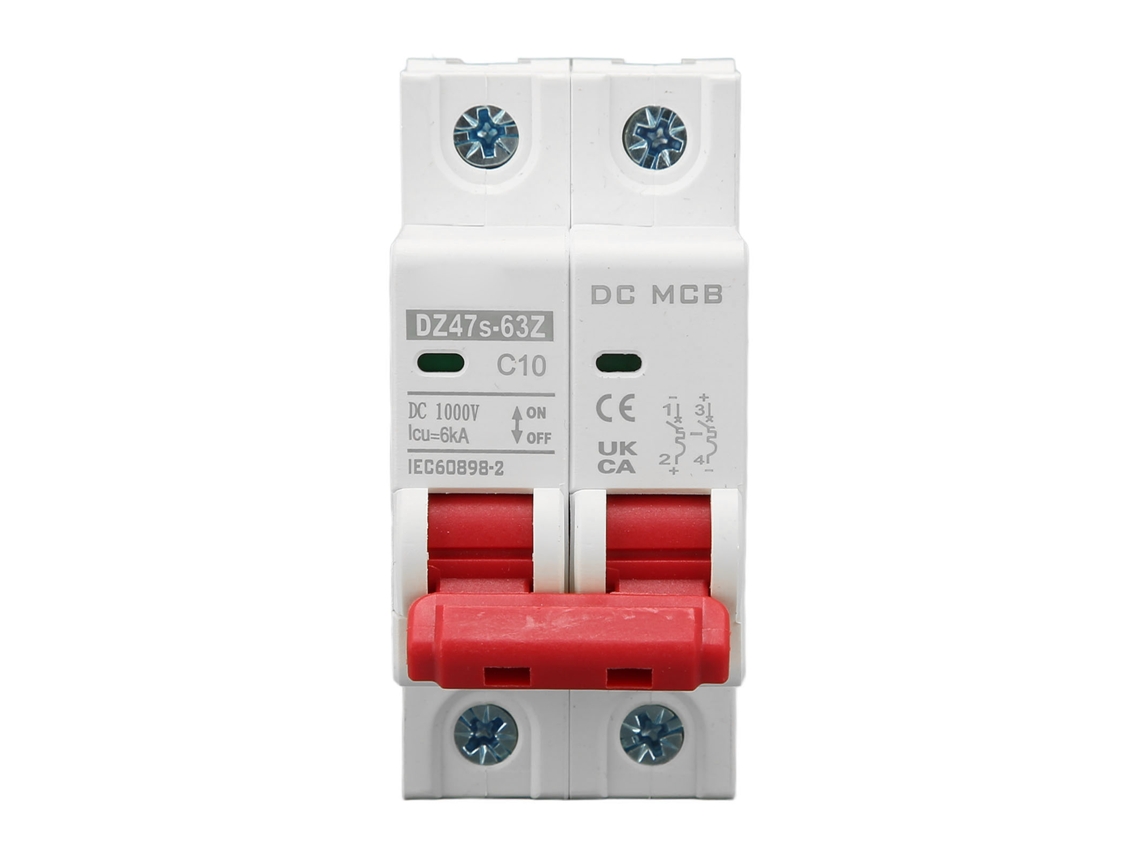 Disyuntor Miniatura Bipolar De 10 A, 1000 V Cc, 6000 A Para Sistemas Solares Fotovoltaicos.