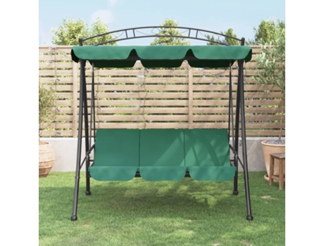 MAISON EXCLUSIVE Banco columpio de jardín con dosel tela y acero verde 198 cm