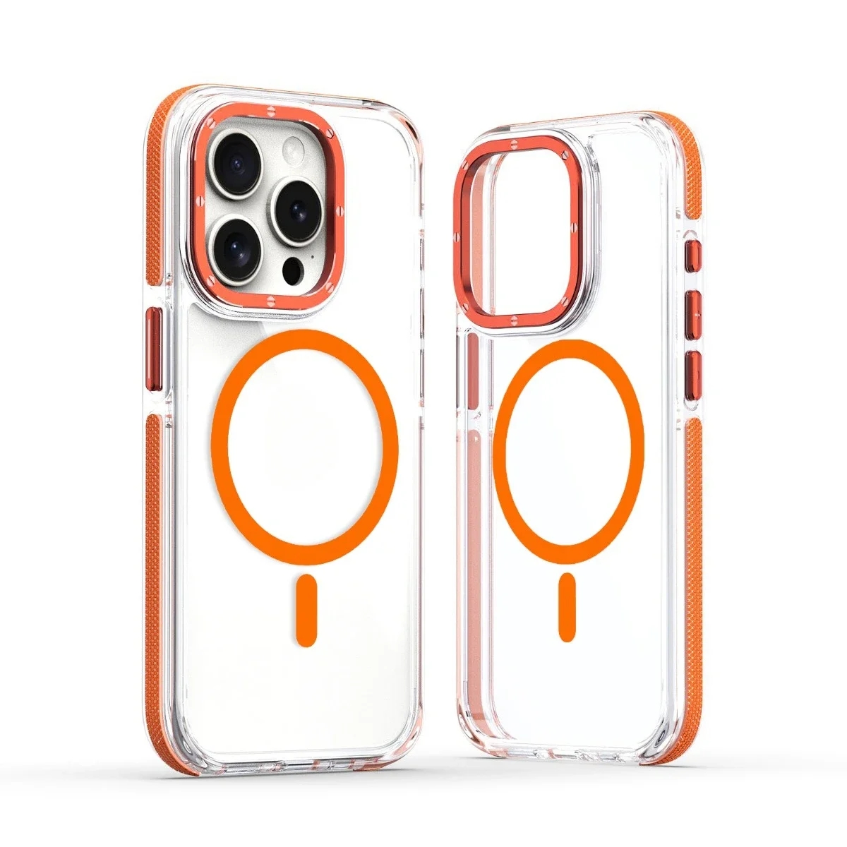 (iphone 11, Naranja) Funda Protectora Magnética Transparente Para Iphone, Compatible Con La Carga Inalámbrica Magsafe.