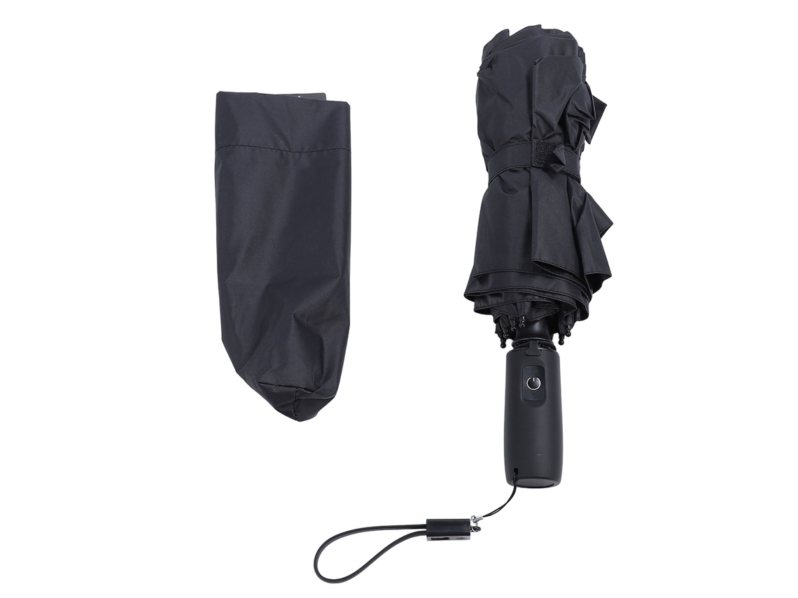 Paraguas Solar Portátil Recargable Por Usb Con Ventilador, Upf 50, Negro.