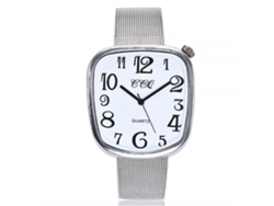 Reloj De Cuarzo Con Correa De Malla De Aleación, Dial Casual, Moda, Pulsera (blanco Plateado)