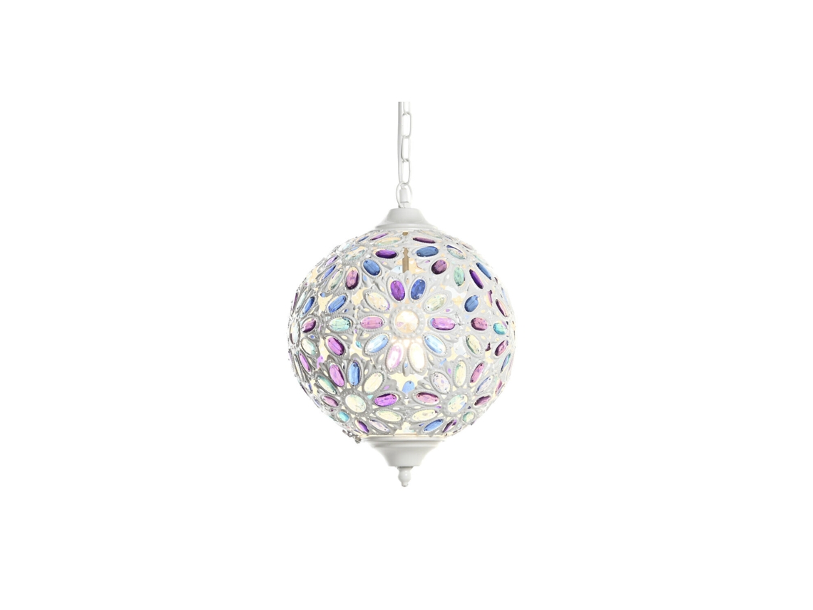 Lampara Techo Metal Acrilico Flor Blanco 28x28x44cm