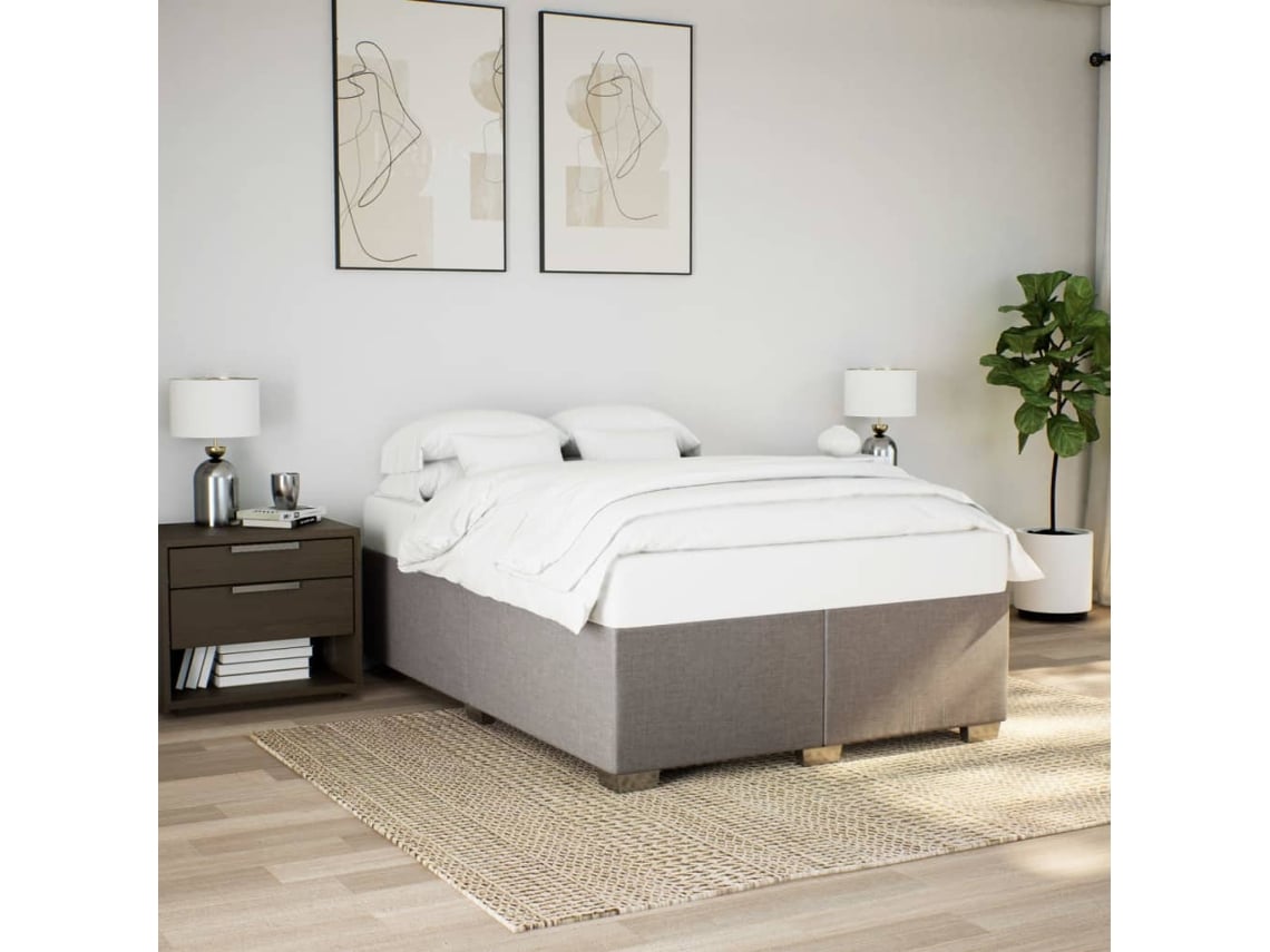 Cama Sin Colchón Tela Gris Taupe 140x200 Cm
