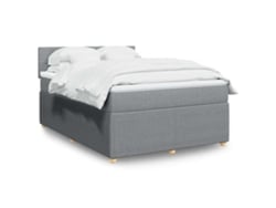 Cama box spring con colchón tela gris claro 140x200 cm