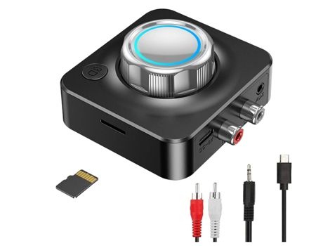 Receptor Bluetooth 5.0 para audio Hi-Fi, admite tarjeta TF y entrada auxiliar de 3,5 mm para un sonido envolvente 3D inalámbrico excepcional BISBIS...