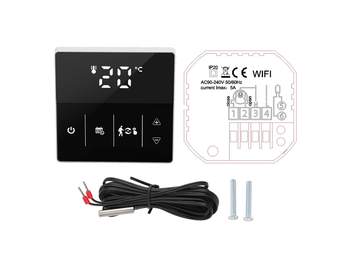 Termostato Inteligente Wifi Con Pantalla Táctil, Aplicación, Control Por Voz Y Control Remoto, 90-240v Para El Hogar Y Hoteles.