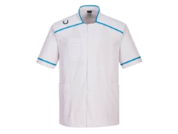Bata sanitaria para hombre: Comodidad y estilo en el trabajo / Blanco agua / Talla S Portwest