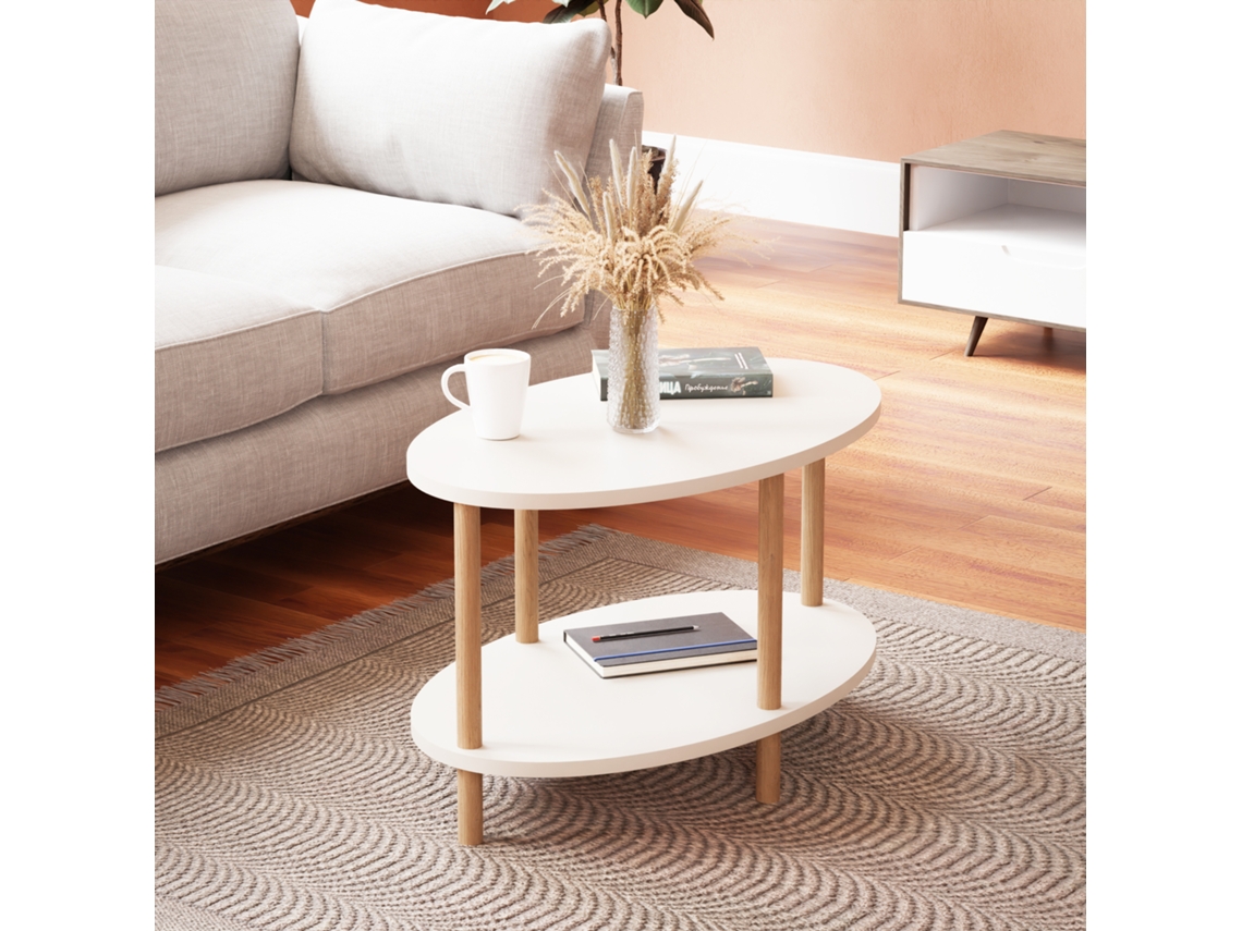 Mesa de Centro [EN.CASA] (Blanco - Aglomerado de Madera - 43 x 70 x 44 cm)