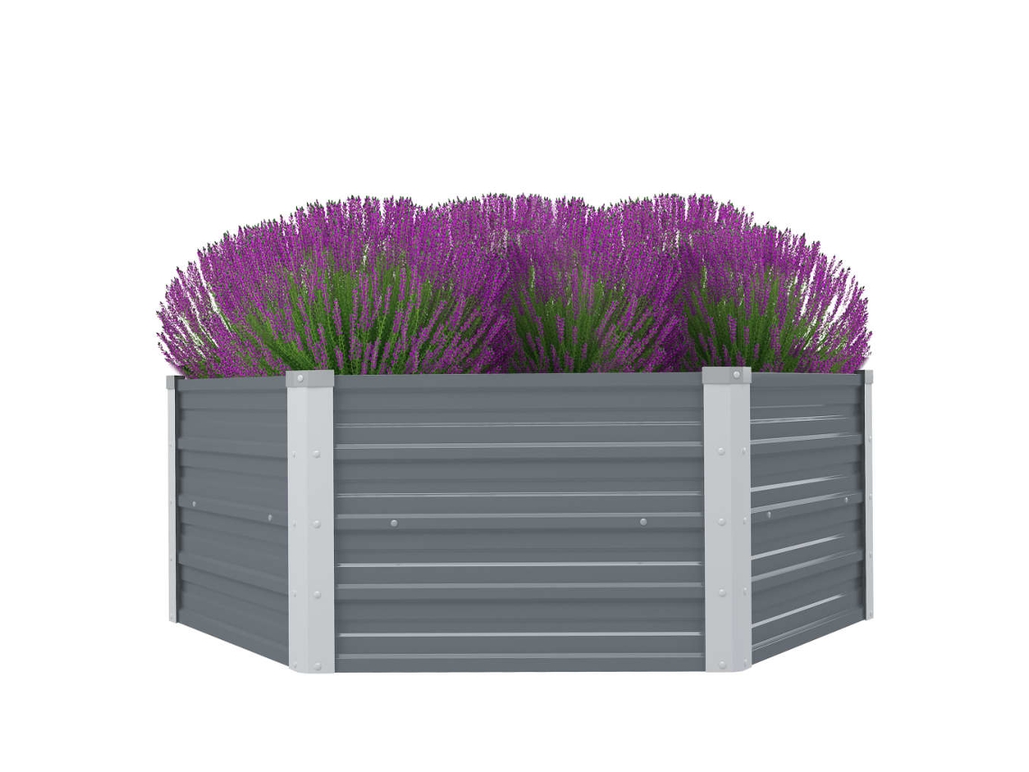 Macetero/Parterre Elevado para Jardín 129X129X46 cm Acero Galvanizado Gris