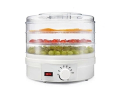 Deshidratador eléctrico de alimentos con temperatura ajustable, gran capacidad, circulación de aire caliente de 360°, 3 bandejas para frutas, verduras y carne.