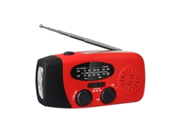 Radio solar portátil de emergencia de 2000 mAh, resistente al agua, con cargador de batería y luz roja superbrillante.