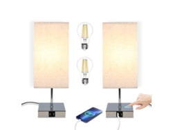 Lámpara de noche vintage Nettlife E27 regulable con función táctil y carga USB, LED intercambiable